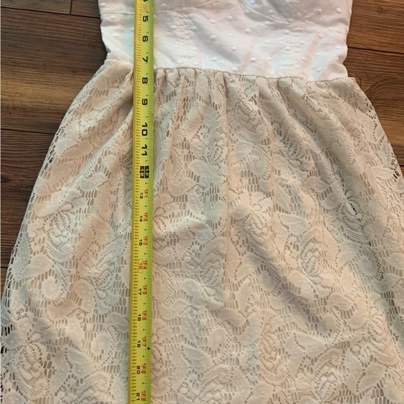 AMERICAN EAGLE Sweetheart Neck Beige Lace Trim Mini Dress Women's Size XS - Picture 9 of 16